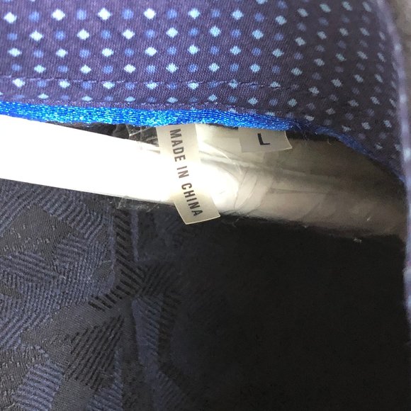 Bugatchi Shaped Fit Black Blue Shirt Size Large - Picture 5 of 5